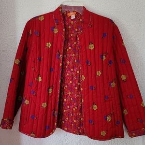Hearts of Palm Red Cotton Jacket / Blazer  Size 12